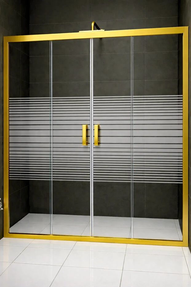 Duşakabin Ön Cephe Altın 5mm Çizgili Yükseklik 190 Cm